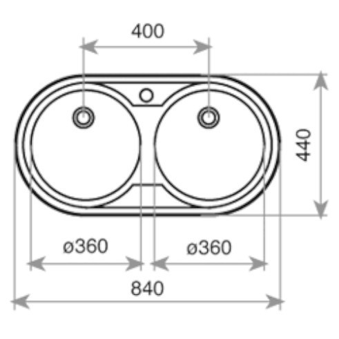 TEKA FREG. DR 80 2C. INOX C/ ORIFICIO